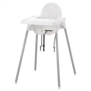 Kinderhochstuhl mit Tablett, weiß/silberfarben